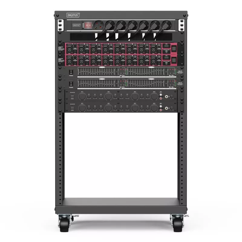 Rack AVS 16U DIGITUS 780x507x460 mm furos roscados rodas preto