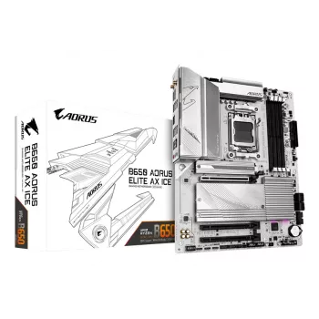Placa-mãe GIGABYTE B650 AORUS ELITE AX ICE - Compatível com CPUs AMD Ryzen 9000, VRM digital 12+2+2 fases, até 8000 MHz DDR5 (OC), 1xPCIe 5.0 + 2xPCIe 4.0 M.2, Wi-Fi 6E, 2.5GbE LAN, USB 3.2 Gen 2x2
