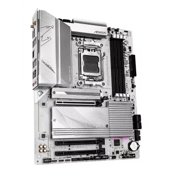 Placa-mãe GIGABYTE B650 AORUS ELITE AX ICE - Compatível com CPUs AMD Ryzen 9000, VRM digital 12+2+2 fases, até 8000 MHz DDR5 (OC), 1xPCIe 5.0 + 2xPCIe 4.0 M.2, Wi-Fi 6E, 2.5GbE LAN, USB 3.2 Gen 2x2