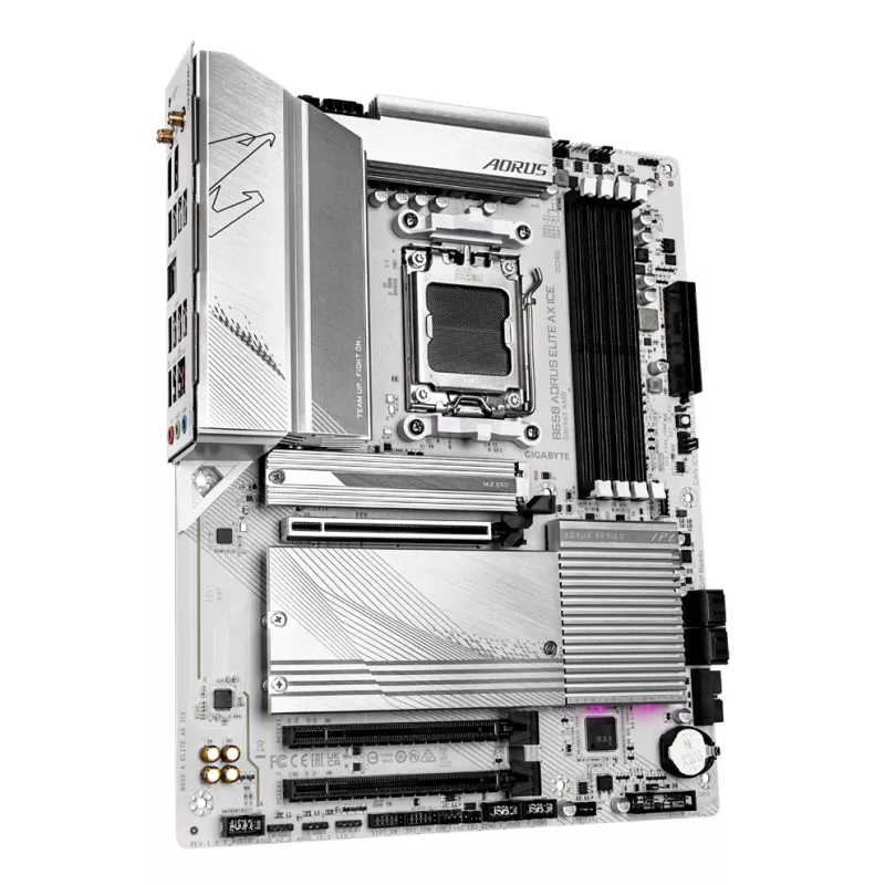 Placa-mãe GIGABYTE B650 AORUS ELITE AX ICE - compatível com CPUs AMD Ryzen 9000, VRM digital 12+2+2 fases, até 8000 MHz DDR5 (OC), 1xPCIe 5.0 + 2xPCIe 4.0 M.2, Wi-Fi 6E, 2.5GbE LAN, USB 3.2 Gen 2x2