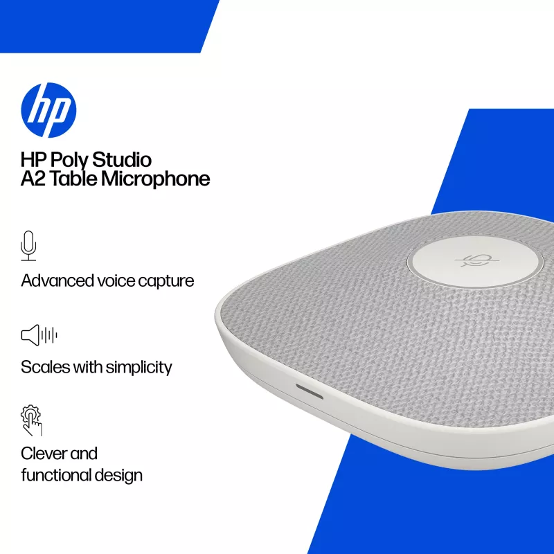 Microfone de secretária HP Poly Studio A2 com fios, branco