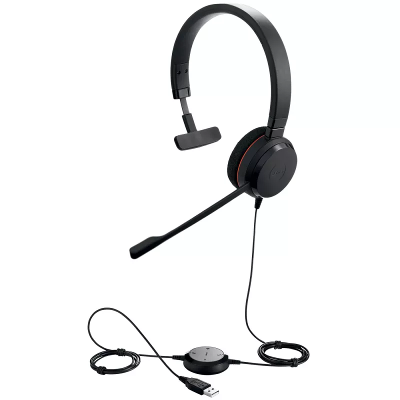 Jabra EVOLVE 20 UC Mono, com fios, escritório/callcenter, 142 g, headset, preto
