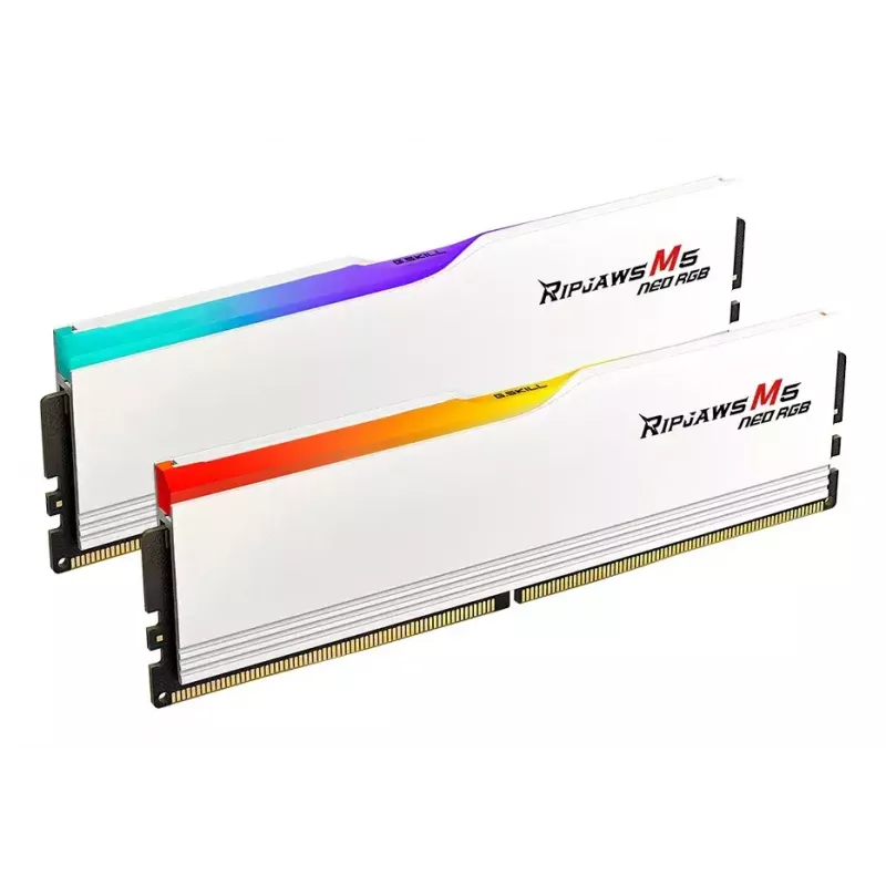 DIMM 32 GB DDR5-6000 (2x 16 GB) Dual-Kit, memória RAM branca, F5-6000J3636F16GX2-RM5NRW, Ripjaws M5 Neo RGB, AMD EXPO
