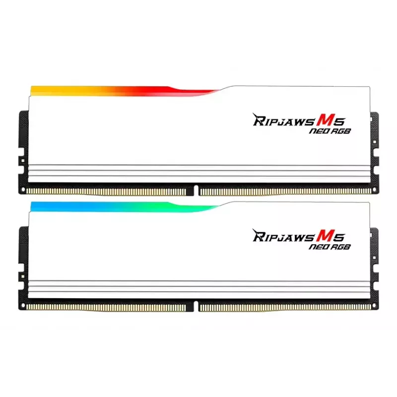 DIMM 32 GB DDR5-6000 (2x 16 GB) Dual-Kit, memória RAM branca, F5-6000J3636F16GX2-RM5NRW, Ripjaws M5 Neo RGB, AMD EXPO