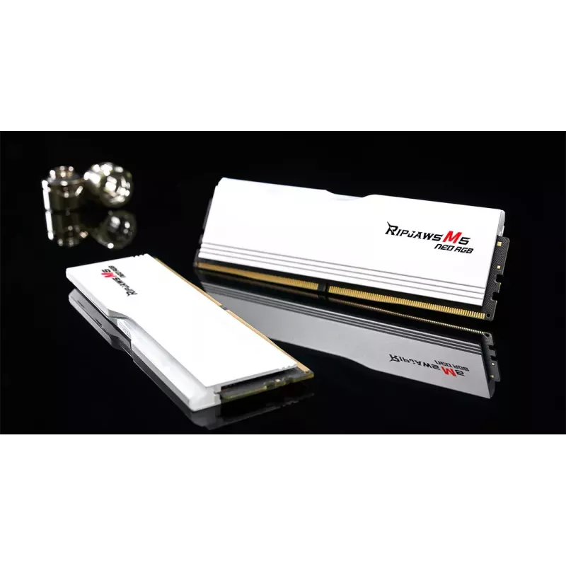 DIMM 32 GB DDR5-6000 (2x 16 GB) Dual-Kit, memória RAM branca, F5-6000J3636F16GX2-RM5NRW, Ripjaws M5 Neo RGB, AMD EXPO