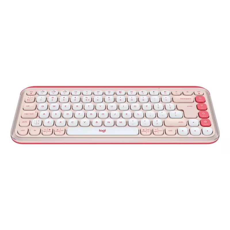 LOGITECH Teclado sem fios - Pop Icon Keys - Rosa e branco sujo Qwerty Uk