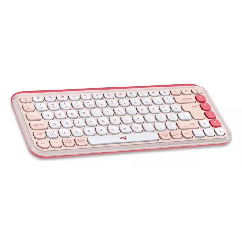 LOGITECH Teclado sem fios - Pop Icon Keys - Rosa e branco sujo Qwerty Uk