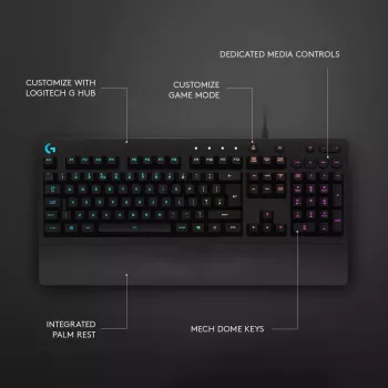 Teclado gaming Logitech G G213 Prodigy tamanho completo RGB LED com fios
