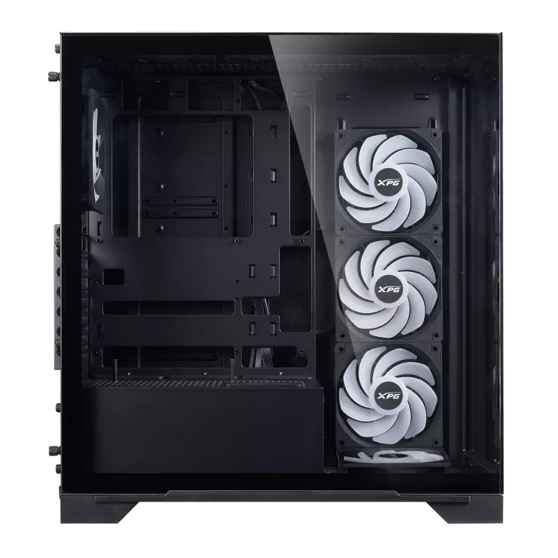 XPG Invader X BTF caixa de PC Midi Tower, ATX/Micro-ATX/Mini-ITX, vidro temperado, 5 ventoinhas ARGB de 120 mm, USB-C, sem fonte de alimentação, preta