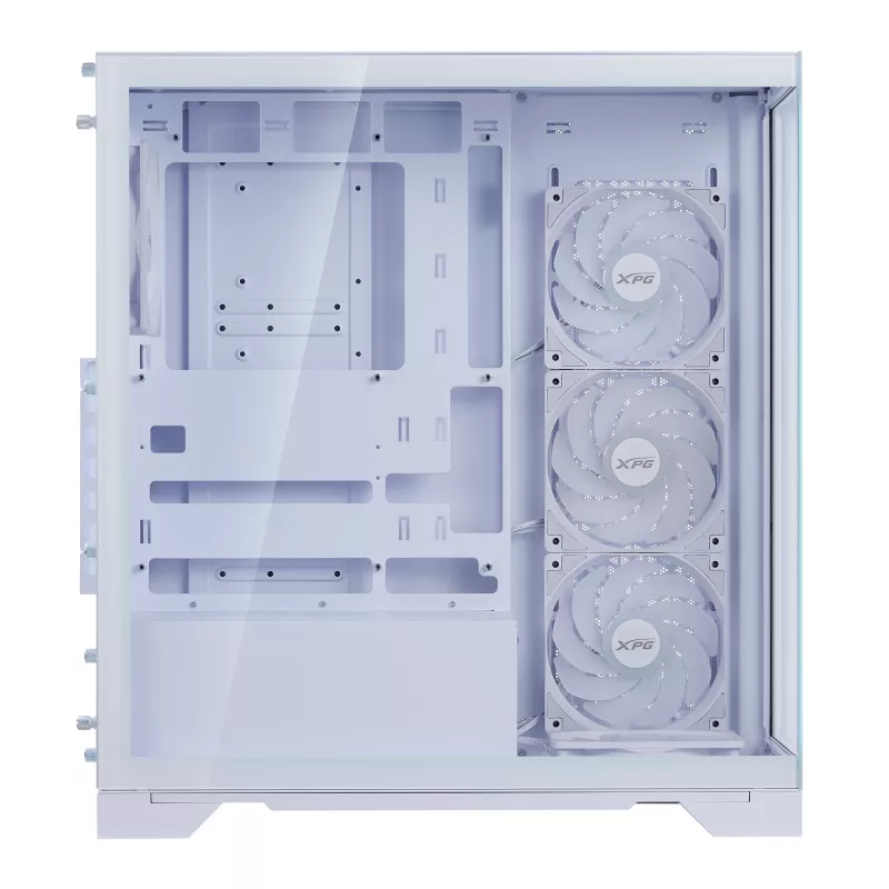XPG Invader X BTF caixa de PC Midi Tower, ATX/Micro-ATX/Mini-ITX, painel lateral transparente, 5 ventoinhas ARGB de 120 mm, USB-C, sem fonte de alimentação, branca
