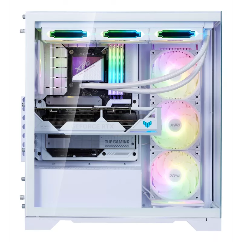 XPG Invader X BTF caixa de PC Midi Tower, ATX/Micro-ATX/Mini-ITX, painel lateral transparente, 5 ventoinhas ARGB de 120 mm, USB-C, sem fonte de alimentação, branca
