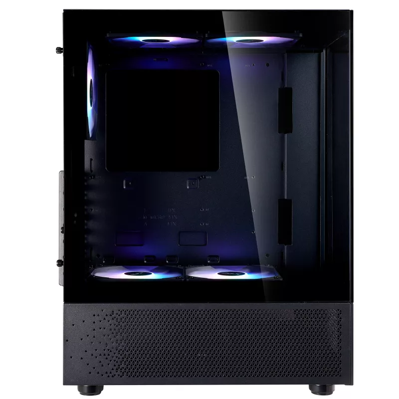 XPG Invader X Mini caixa de PC Midi Tower, ATX/Micro-ATX/Mini-ITX, vidro temperado, 5 ventoinhas ARGB de 120 mm, USB-C, sem fonte de alimentação, preta