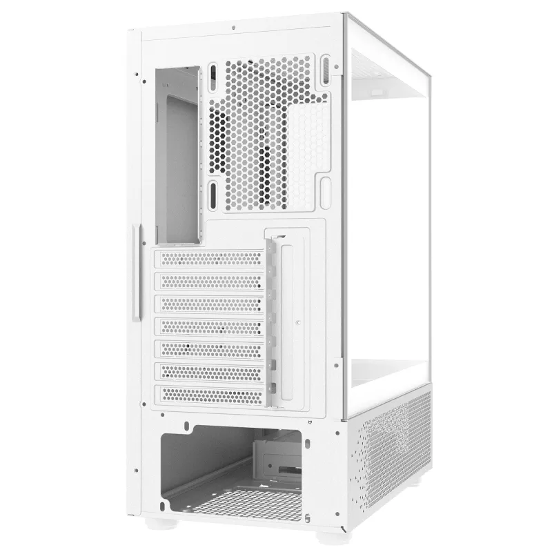 XPG Invader X Mini caixa de PC Midi Tower, ATX/Micro-ATX/Mini-ITX, painéis de vidro, 5 ventoinhas ARGB de 120 mm, USB-C, sem fonte de alimentação, branca