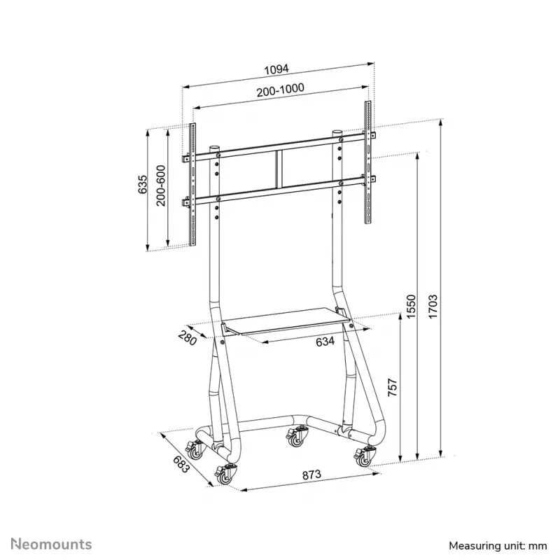 Neomounts NS-M3800 preto suporte de TV móvel 60-100