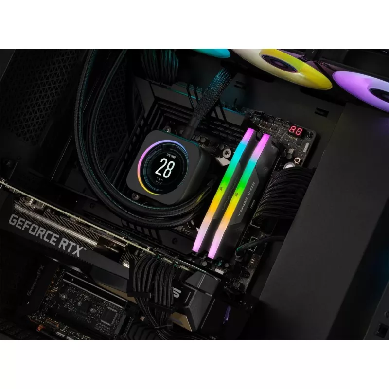 Memória CORSAIR 32GB DDR5 (2x16GB) DRAM 6000MT/s CL36 Kit de memória Vengeance RGB Preto