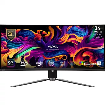 Monitor de computador MSI MAG 341CQPDE QD-OLED 86,4 cm (34 polegadas) 3440 x 1440 píxeis UltraWide Quad HD Preto