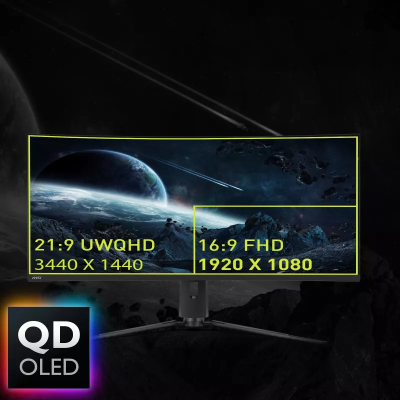 Monitor de computador MSI MAG 341CQPDE QD-OLED 86,4 cm (34 polegadas) 3440 x 1440 píxeis UltraWide Quad HD Preto