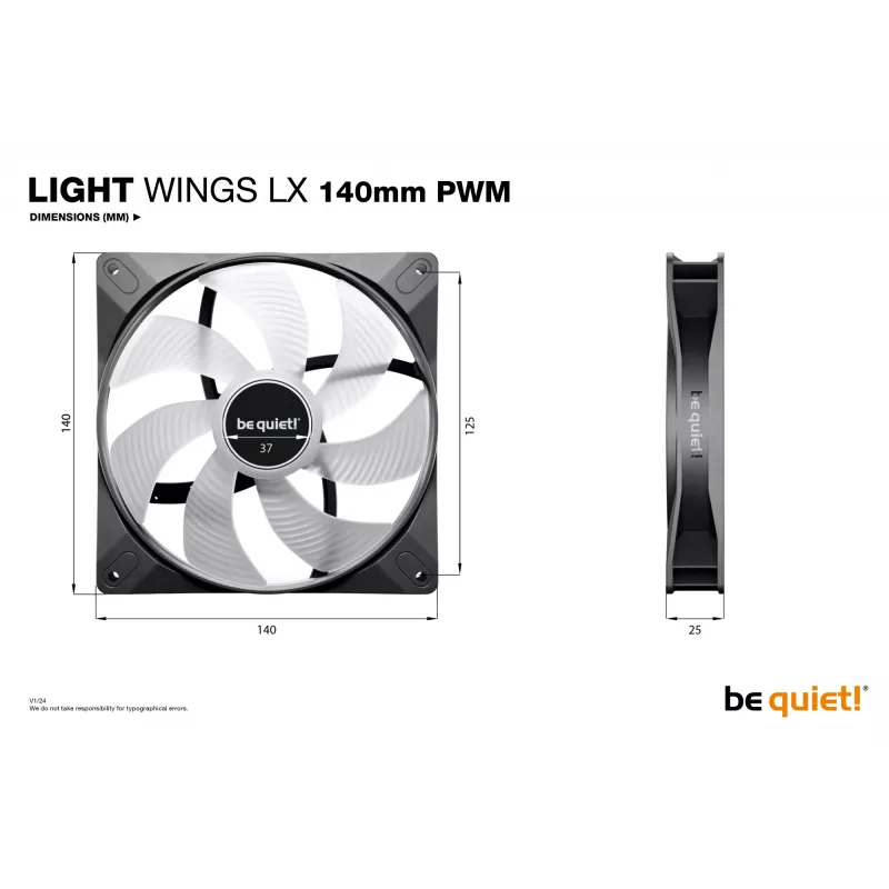 Ventoinha para caixa de computador be quiet LIGHT WINGS LX 140mm PWM 3-Pack Preto 14 cm 3 unid.