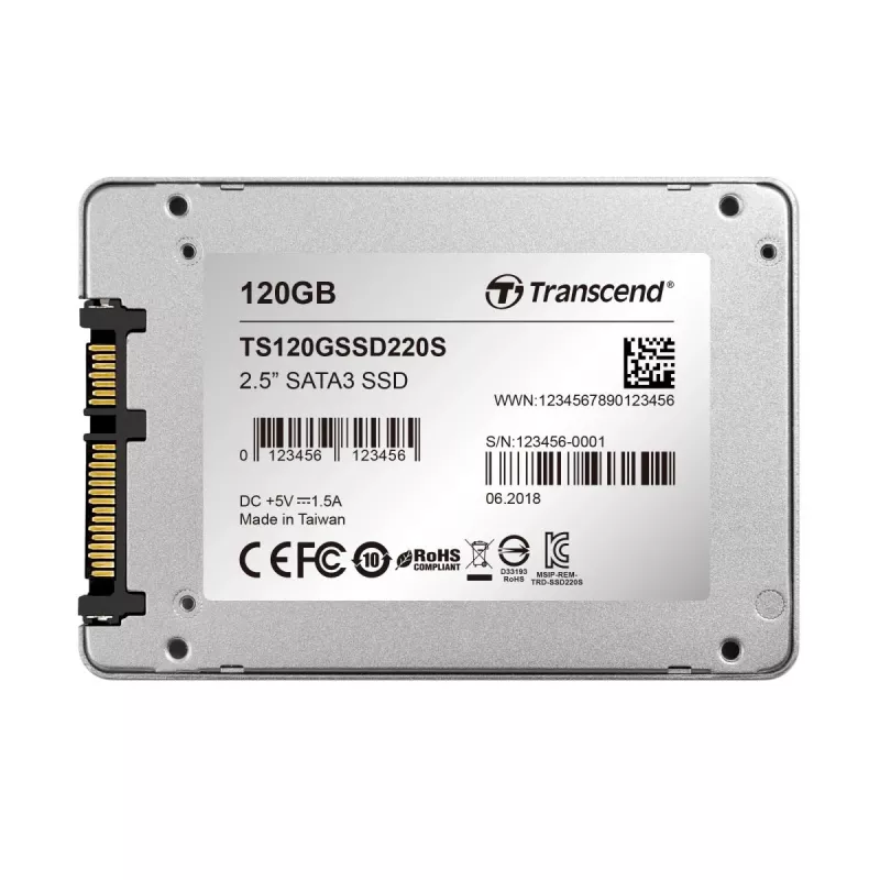 SSD TRANSCEND 220s 120GB 2.5in SATA 6Gb/s TLC caixa de alumínio