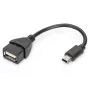 Cabo adaptador USB 2.0 DIGITUS, OTG, Type Mini-B - A M/F, 20cm, compatível com USB 2.0, preto