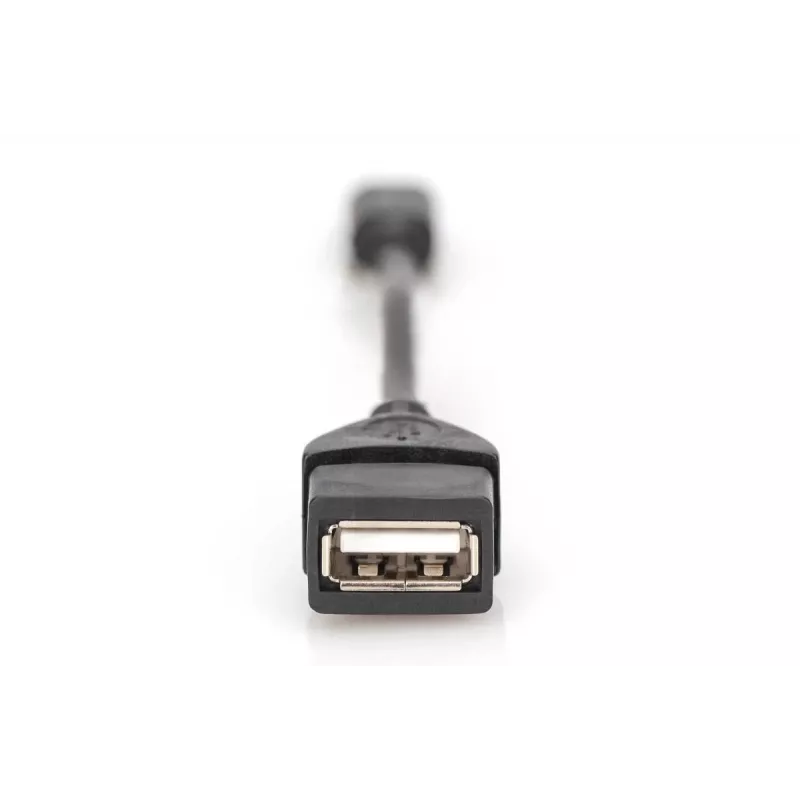 Cabo adaptador USB 2.0 DIGITUS, OTG, Type Mini-B - A M/F, 20cm, compatível com USB 2.0, preto