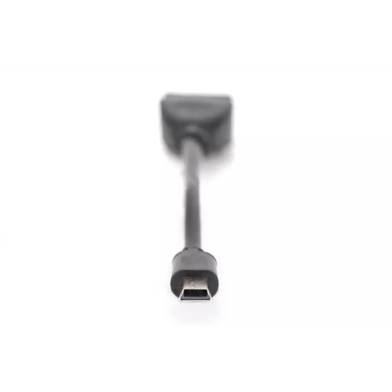Cabo adaptador USB 2.0 DIGITUS, OTG, Type Mini-B - A M/F, 20cm, compatível com USB 2.0, preto