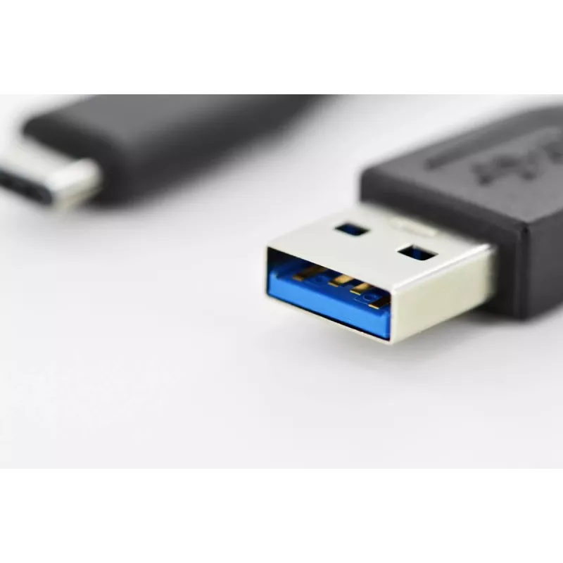 Cabo de ligação USB Type-C DIGITUS ASSMANN, tipo C para A M/M, 1m Super Speed preto