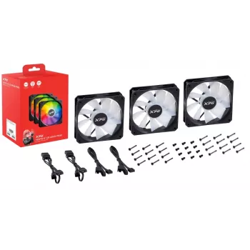 XPG VENTO 120 ARGB PWM (pack de 3) preto, ventoinha, 12 cm, 300 U/min, 1650 U/min, preto
