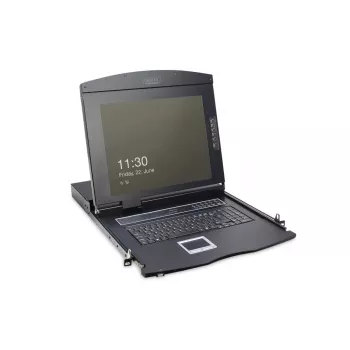 Consola TFT modularizada DIGITUS 43,2 cm (17 polegadas) com KVM de 8 portas, RAL 9005 preto – Qwertz, US