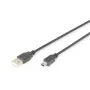Cabo de ligação USB 2.0 DIGITUS, Type-A - Mini B (5 pinos) M/M, 3 m, compatível com USB 2.0, preto