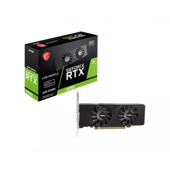 Placa gráfica MSI GeForce RTX 3050 6 GB GDDR6, PCIe x8 4.0, 1492 MHz Boost, 96-bit, 2x HDMI 2.1 + DP 1.4a, 70 W, 2 ventoinhas, FH/HL