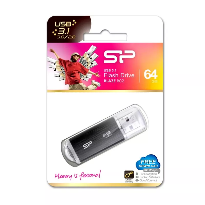 Pen drive SILICON POWER - 64GB Silicon Power USB3.2 B02 preto