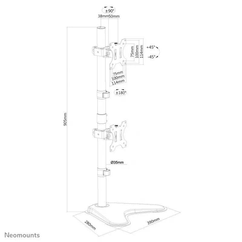 Suporte para monitor Neomounts FPMA-D550DDVBLACK 10-32 polegadas - montagem vertical