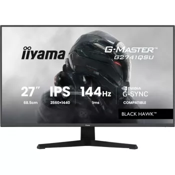 iiyama G-Master Black Hawk G2741QSU-B1 monitor gaming, 68,6 cm (27 polegadas) 2560 x 1440 WQHD IPS, 144 Hz, 1 ms MPRT, FreeSync, HDMI, DisplayPort, hub USB, preto