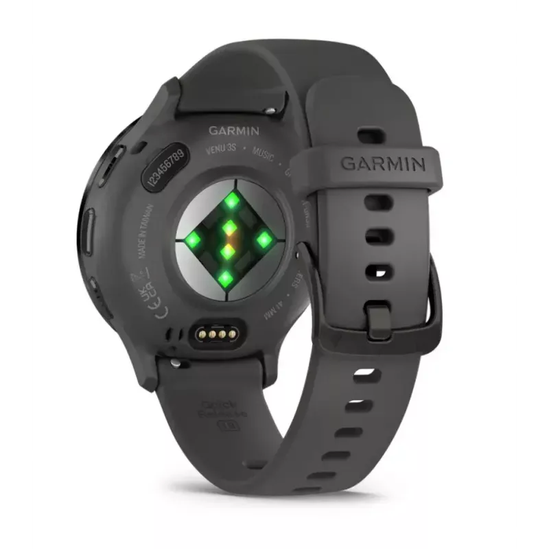 Smartwatch GARMIN Venu 3S — 41 mm caixa de polímero cinzenta, 1,2 polegadas AMOLED, 10 dias de autonomia, 5 ATM