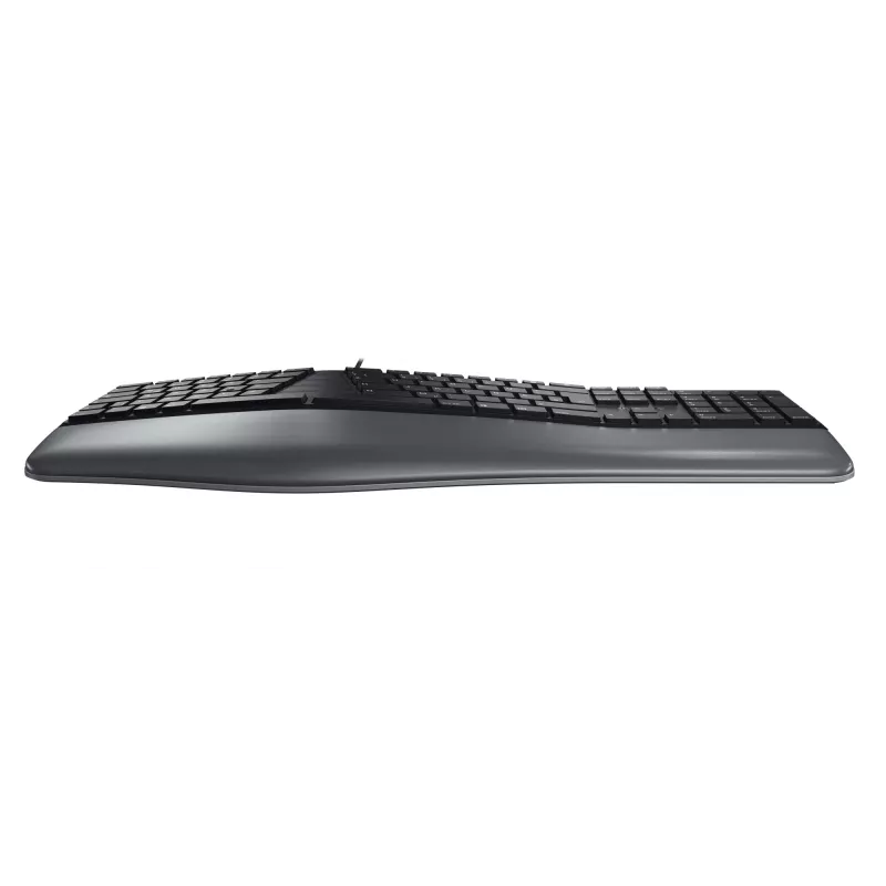 Teclado ergonómico de tamanho completo com fio Cherry KC 4500 ERGO preto USB QWERTY UK 109 teclas layout curvo apoio de pulso cabo 1,8 m