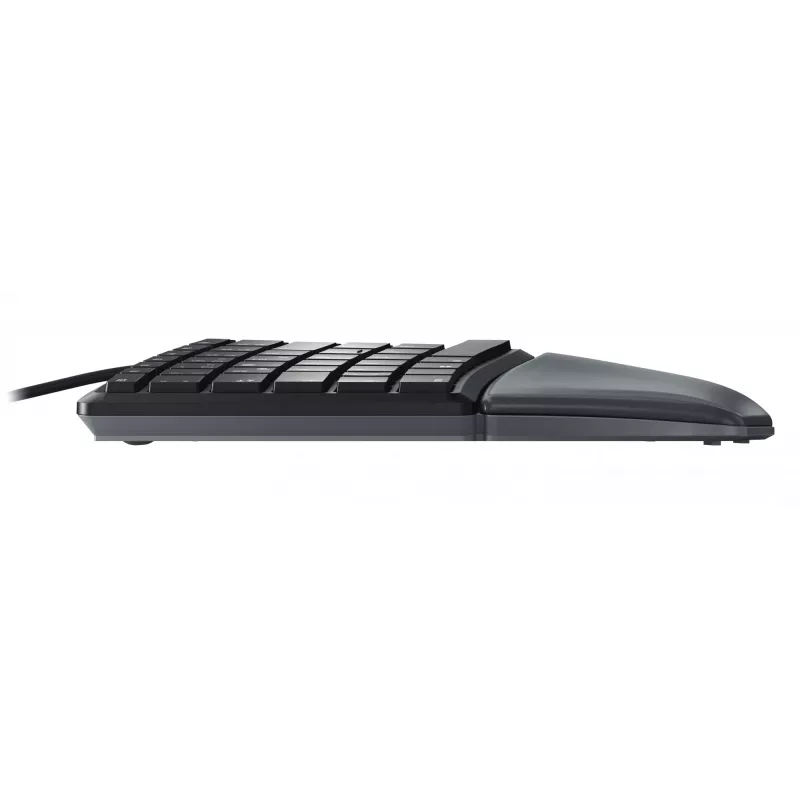 Teclado ergonómico de tamanho completo com fio Cherry KC 4500 ERGO preto USB QWERTY UK 109 teclas layout curvo apoio de pulso cabo 1,8 m