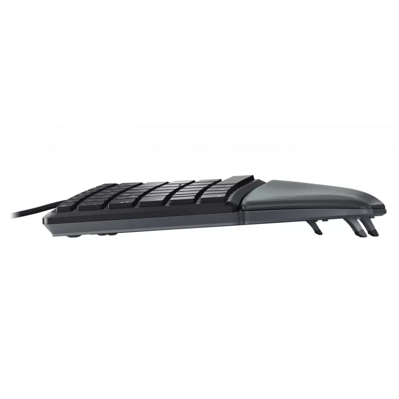 Teclado ergonómico de tamanho completo com fio Cherry KC 4500 ERGO preto USB QWERTY UK 109 teclas layout curvo apoio de pulso cabo 1,8 m
