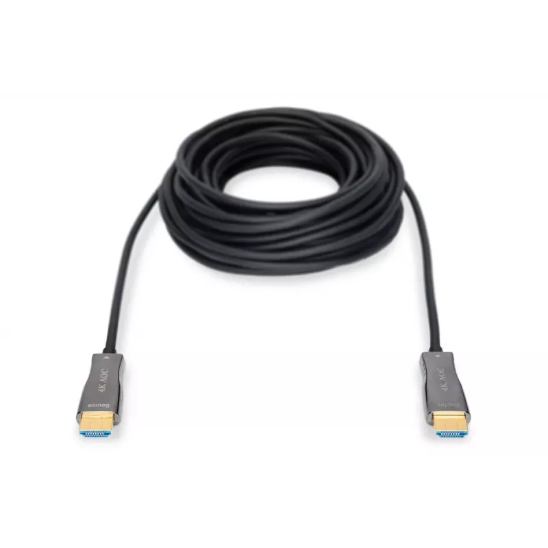 DIGITUS Cabo de fibra ótica híbrido HDMI AOC, tipo A M/M, 30m UHD 4K@60Hz, CE, preto