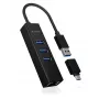 ICY BOX IB-HUB1419-LAN USB 3.2 Gen 1 (3.1 Gen 1) Type-A Preto
