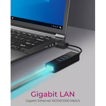 ICY BOX IB-HUB1419-LAN USB 3.2 Gen 1 (3.1 Gen 1) Type-A Preto