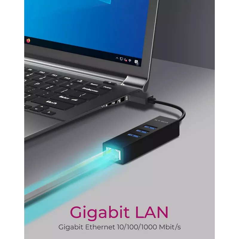 ICY BOX IB-HUB1419-LAN USB 3.2 Gen 1 (3.1 Gen 1) Type-A Preto