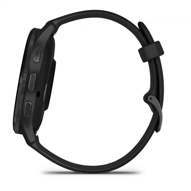 GARMIN INTERNATIONAL Venu 3 – Aro em aço inoxidável escovado com caixa preta e bracelete de silicone – 45 mm
