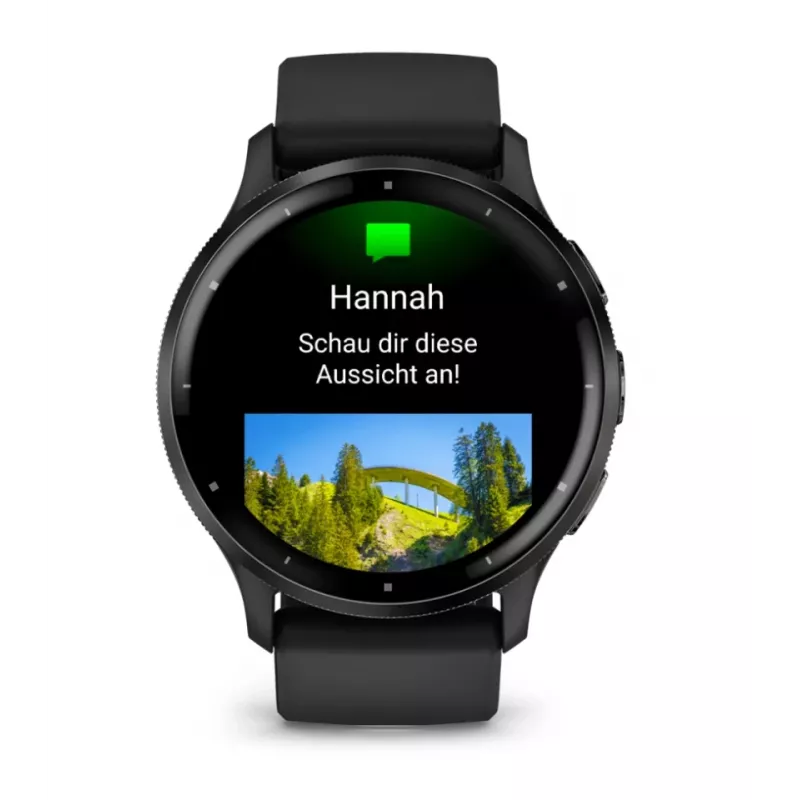 GARMIN INTERNATIONAL Venu 3 – Aro em aço inoxidável escovado com caixa preta e bracelete de silicone – 45 mm