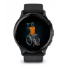 GARMIN INTERNATIONAL Venu 3 – Aro em aço inoxidável escovado com caixa preta e bracelete de silicone – 45 mm
