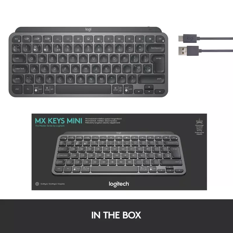 Teclado retroiluminado LOGITECH MX Keys Mini - Sem fios Bluetooth - Grafite - Azerty Francês