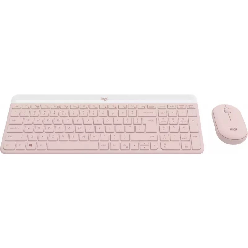 Conjunto de teclado e rato sem fios LOGITECH Slim Mk470 - Rosa Qwerty Us/int'l