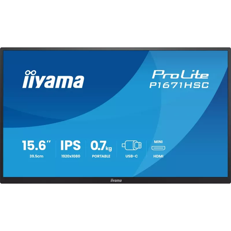Monitor de computador iiyama ProLite P1671HSC-B1 39,6 cm (15,6 polegadas) 1920 x 1080 píxeis Full HD LED preto