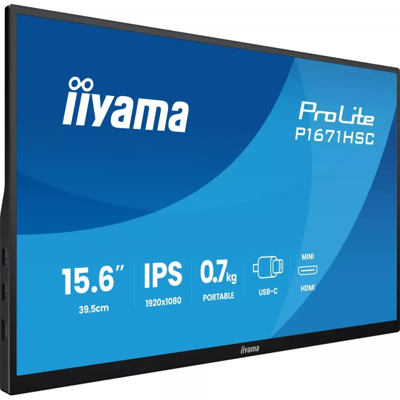Monitor de computador iiyama ProLite P1671HSC-B1 39,6 cm (15,6 polegadas) 1920 x 1080 píxeis Full HD LED preto