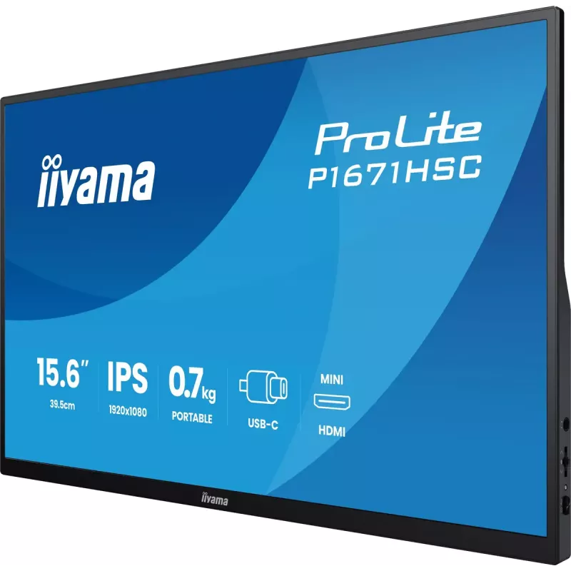 Monitor de computador iiyama ProLite P1671HSC-B1 39,6 cm (15,6 polegadas) 1920 x 1080 píxeis Full HD LED preto